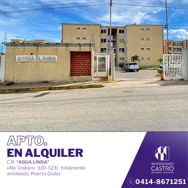 En Alquiler: Cómodo Y Acogedor Apartamento, Totalmente Amoblado. Ubicado En Villa Icabaru (ud-323), Piso 3 Del Conj. Resd. Agua Linda, Puerto Ordaz.