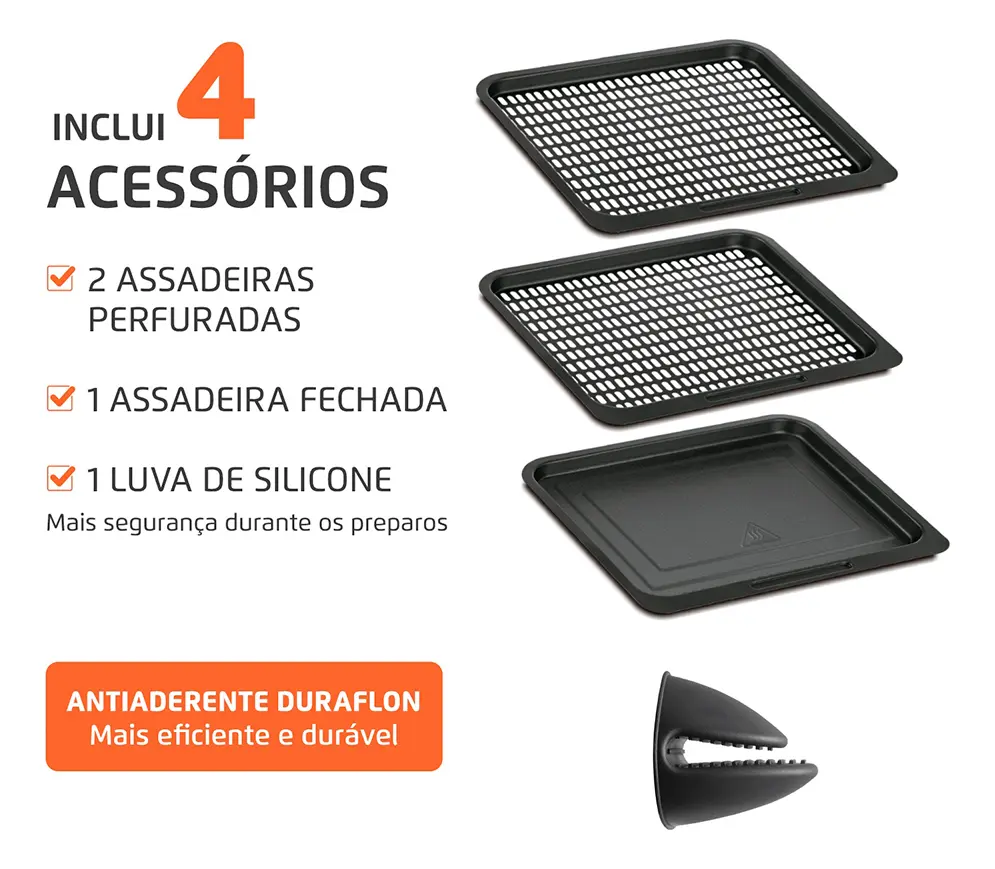 Fritadeira Air Fryer Forno Oven 12L, Mondial, 2200W - AFON-12L-BI - Imagem 3
