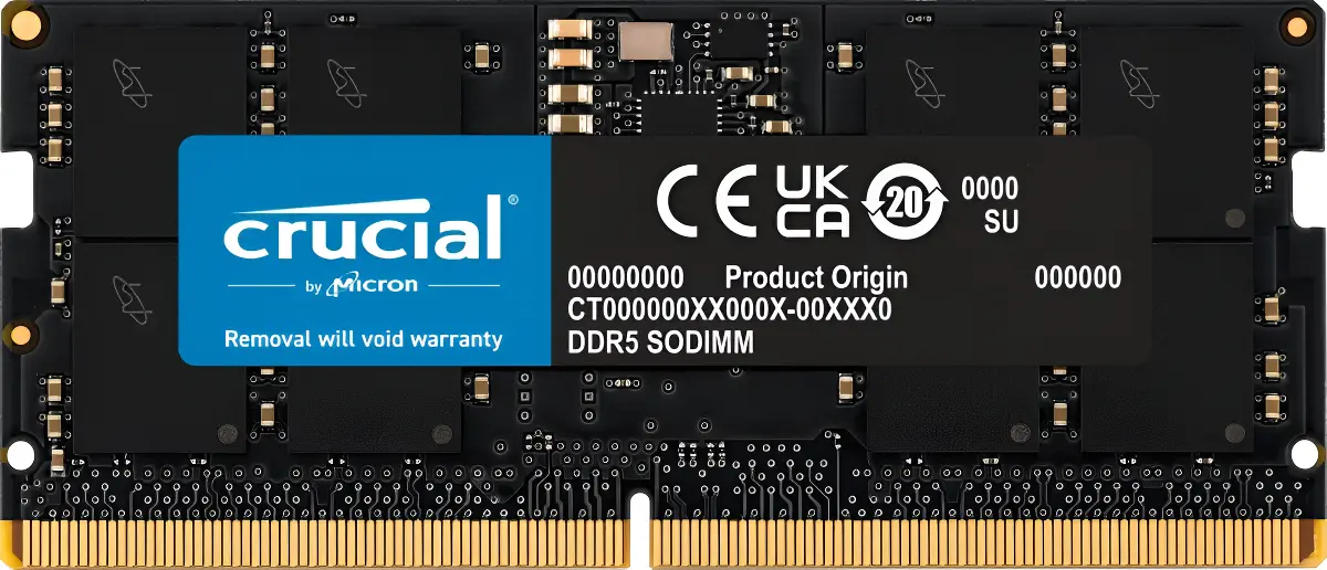Memória Ram Para Notebook 16gb Ddr5 4800mhz Cl40 Sodimm Crucial Ct16g48c40s5 Preto