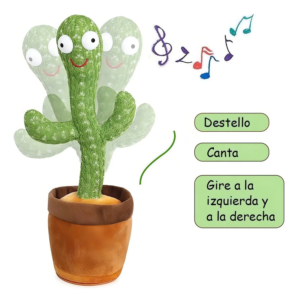 Cactus Peluche Bailarin Canta Graba Recargable Aprendizaje
