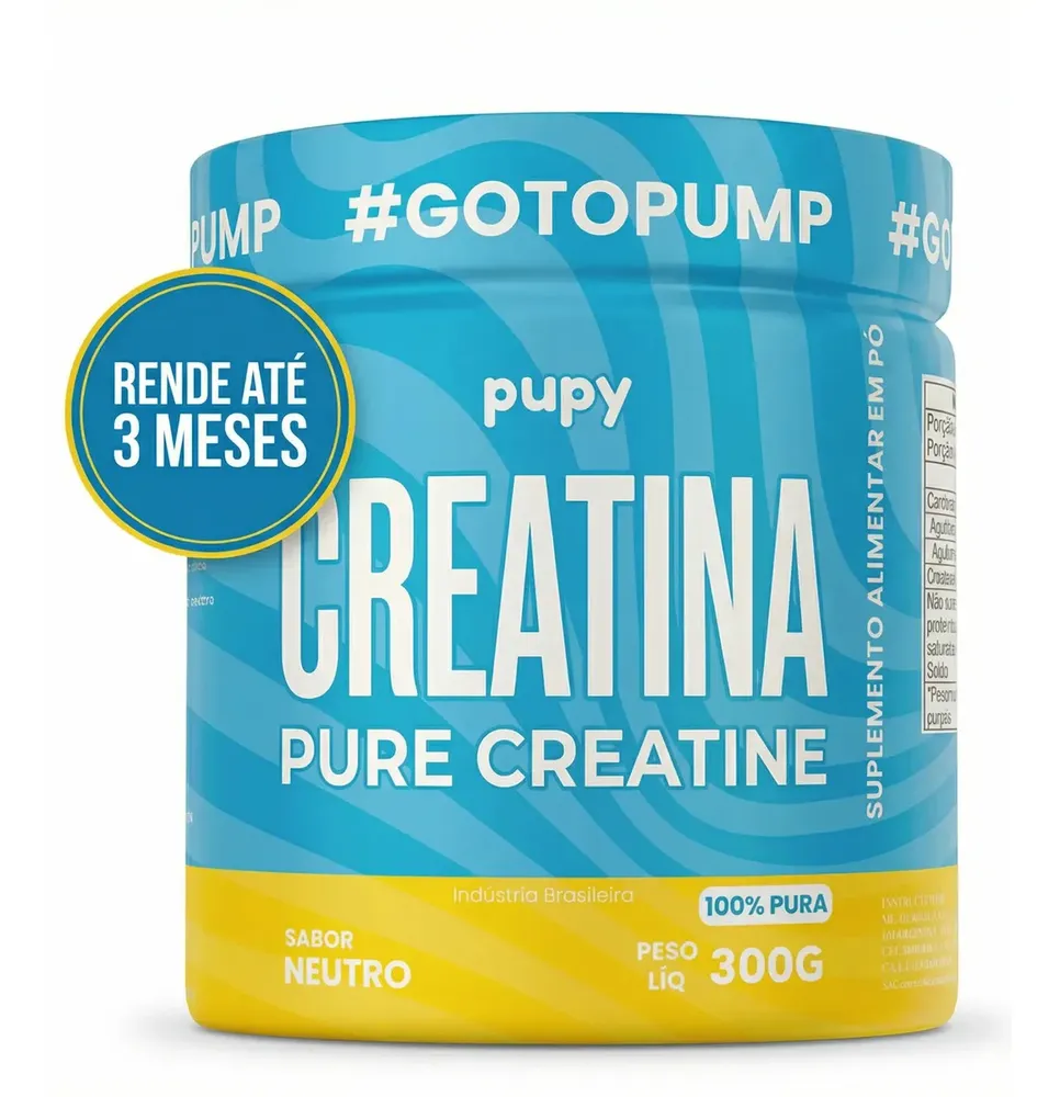 Creatina Pupy Monohidratada 100% Pura, 300g para Força e Recuperação Muscular