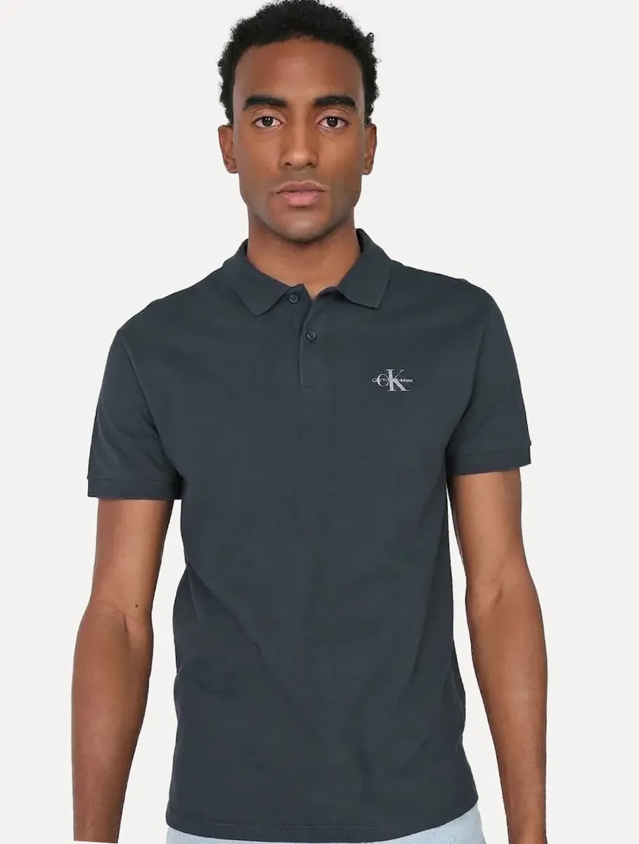 Polo Calvin Klein Jeans Piquet Regular Re Issue Azul Marinho