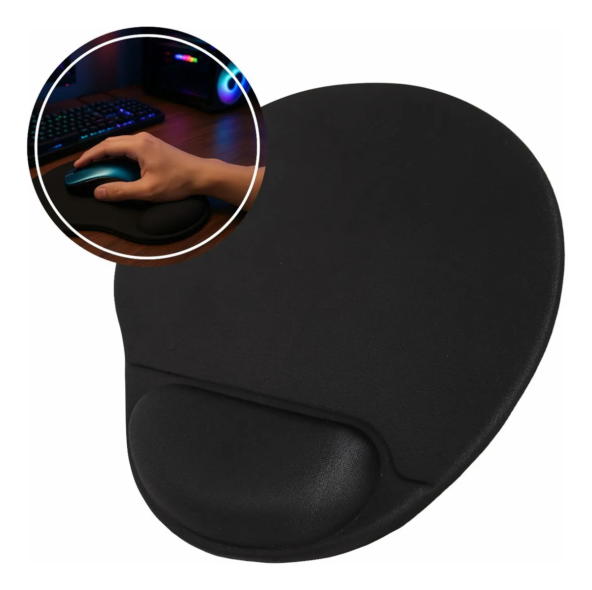 Mouse Pad com Apoio Ergonômico em Gel para Punho Antiderrapante Confortável para Escritório Gamer Estudo Trabalho Preto Casenn