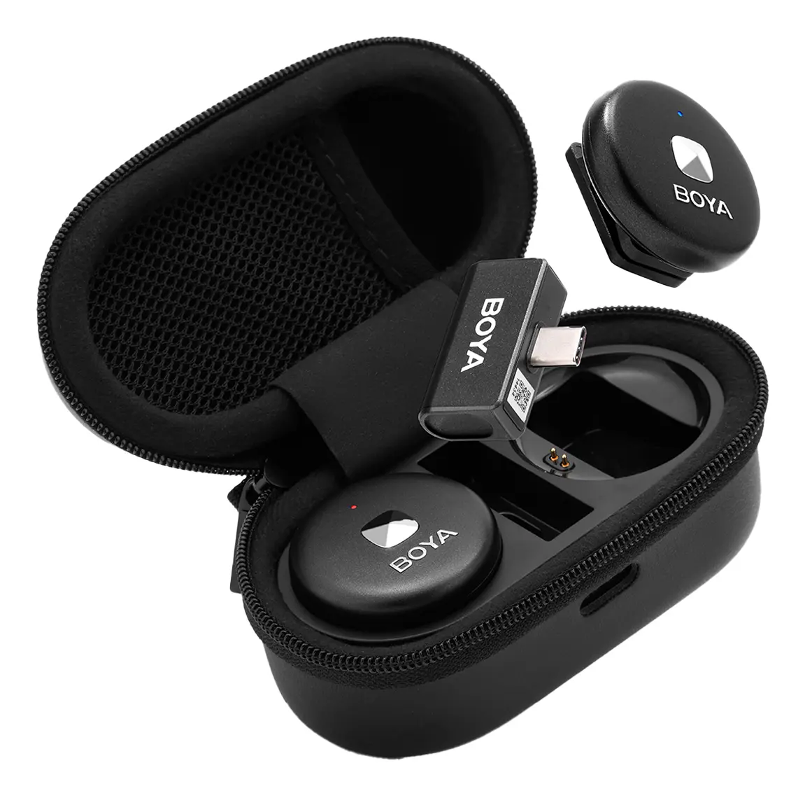Sistema Microfone De Lapela Boya Omic-u Usb Tipo C Preto