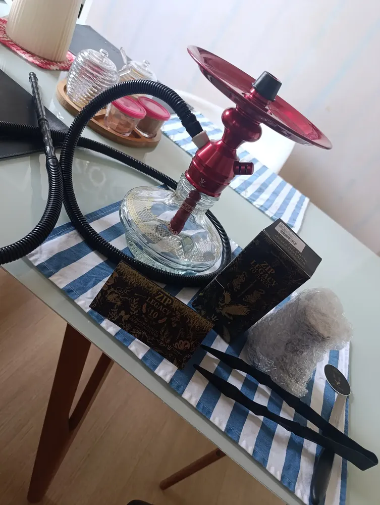 Narguile Triton Zip Vaso Aladin Listra Piteira Alumínio Cor Rosé