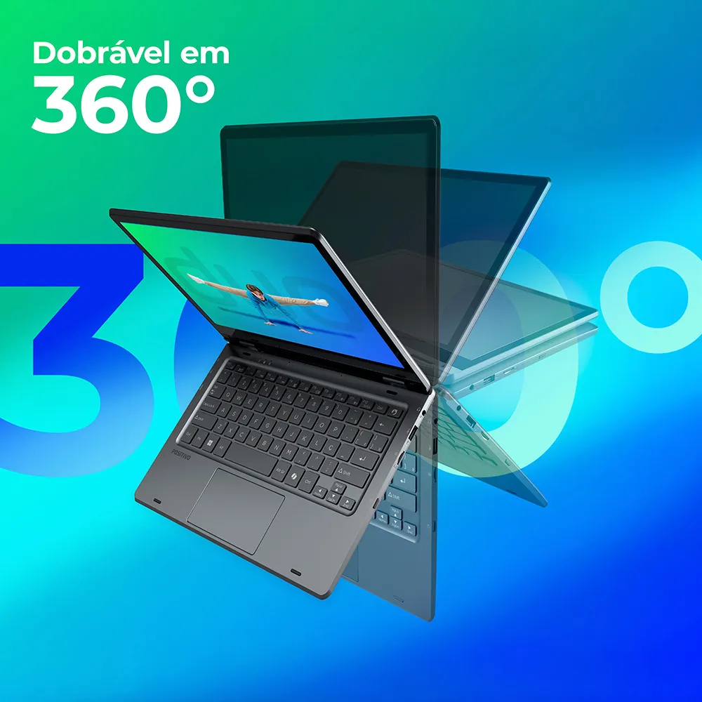 Notebook 2 Em 1 Positivo Duo Intel Celeron N4500 4gb Ram 128gb De Armazenamento, Tela 11" Hd Ips Touch Com Caneta Capacitiva, Windows 11 Home Cinza C4128e - Imagem 4