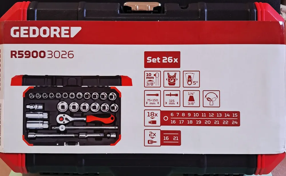 Jogo De Soquetes 3/8 26 Peças R59003026 Gedore Red | Frete grátis