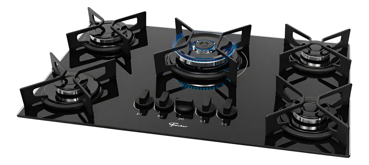 Cooktop a Gás Fischer 5 Bocas Fit Line Tripla Chama Trempe Iron