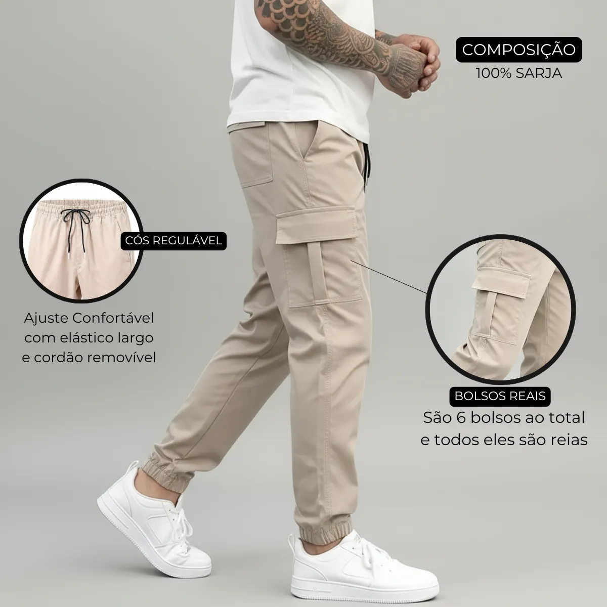 Calça Jogger Cargo em uso