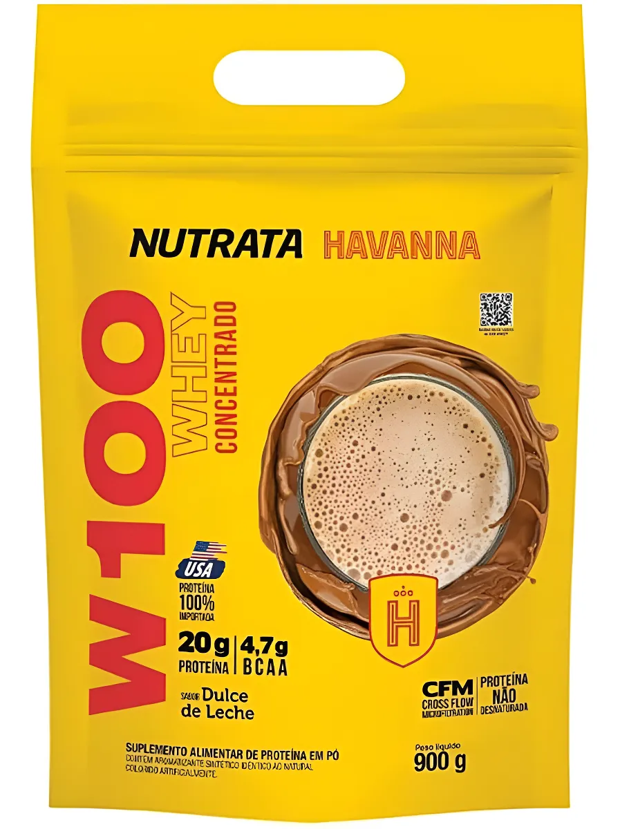 W100 Whey Concentrado Refil 900g Doce de Leite Havanna Nutrata