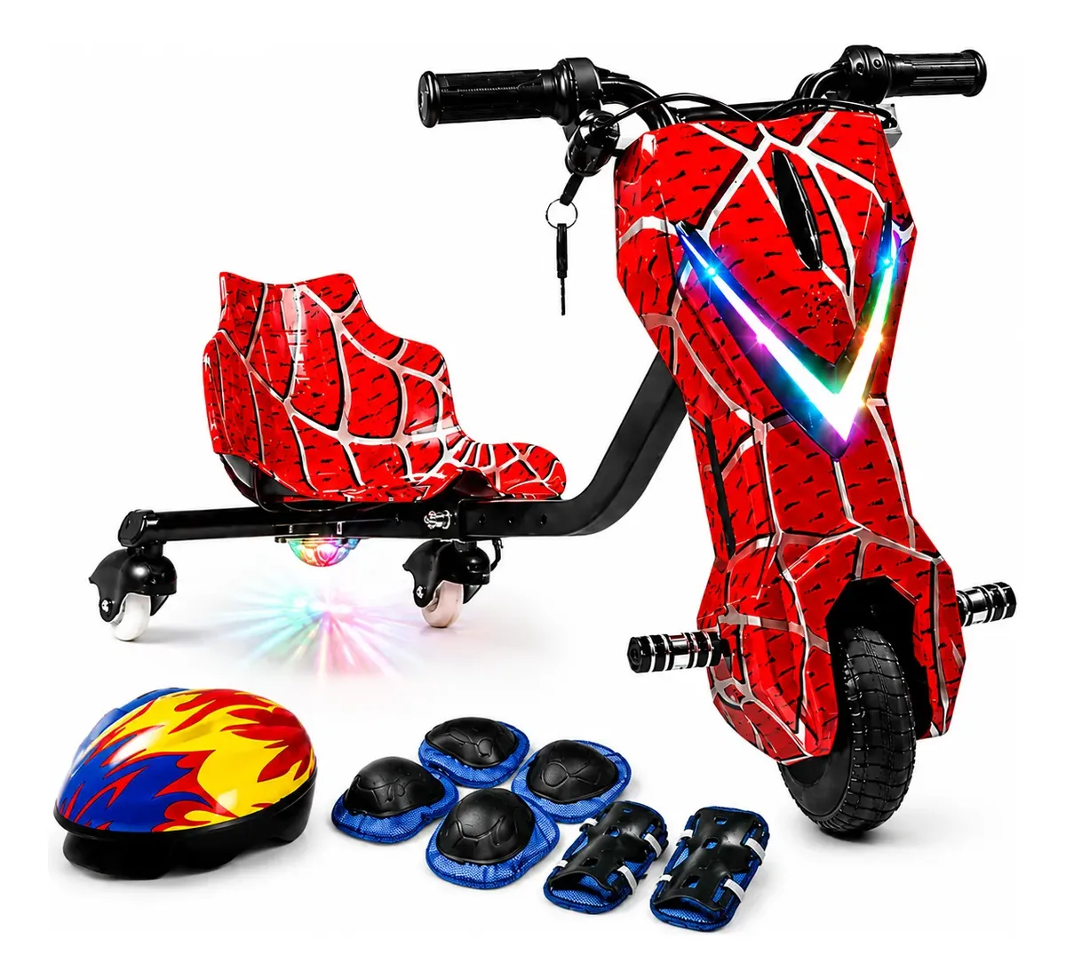 Patinete Elétrico Triciclo Infantil Drift 350w 36v Bluetooth Vermelho