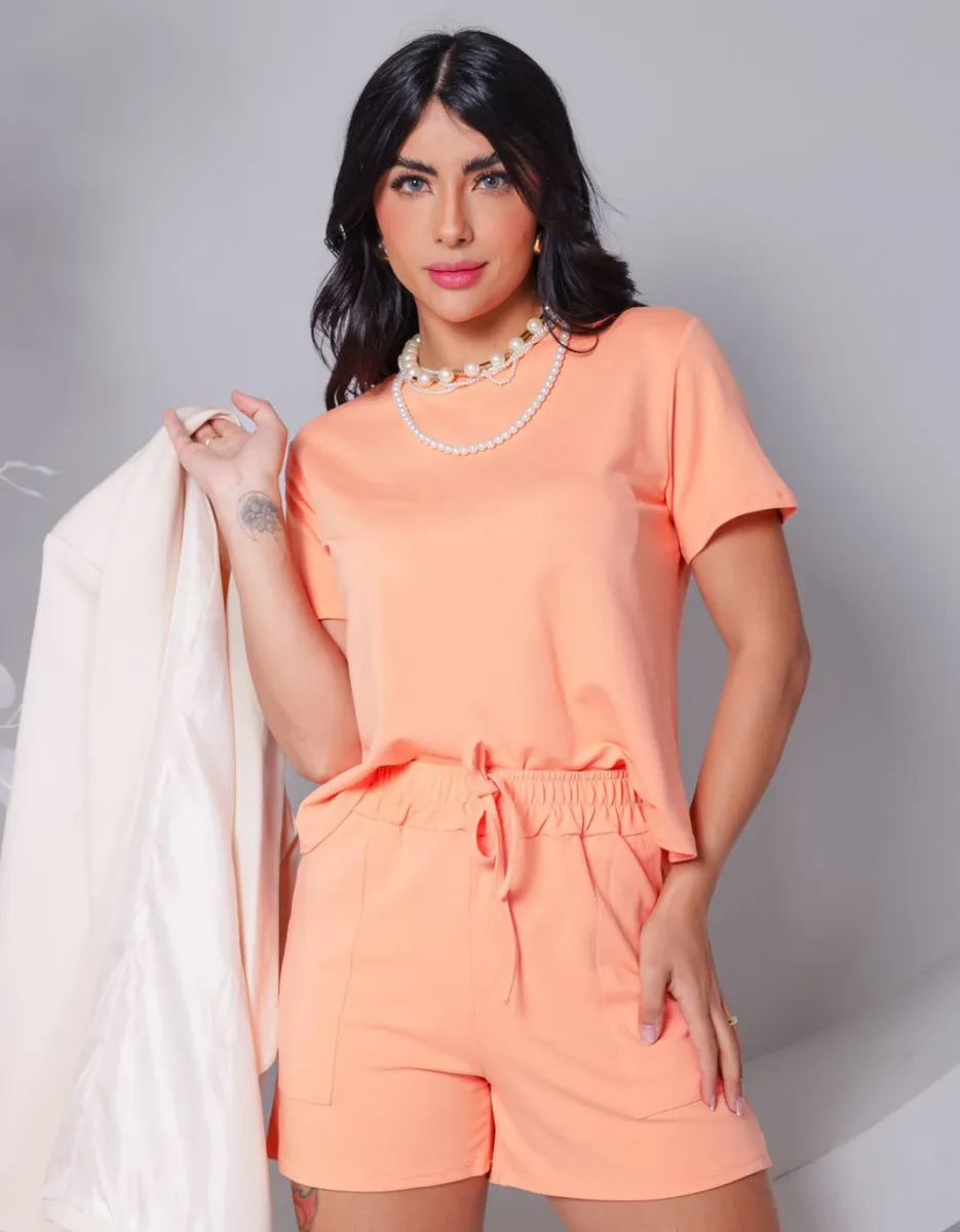 Conjunto Feminino Moletinho Short E Blusa  Verão  M Ate G2 3122132112213312