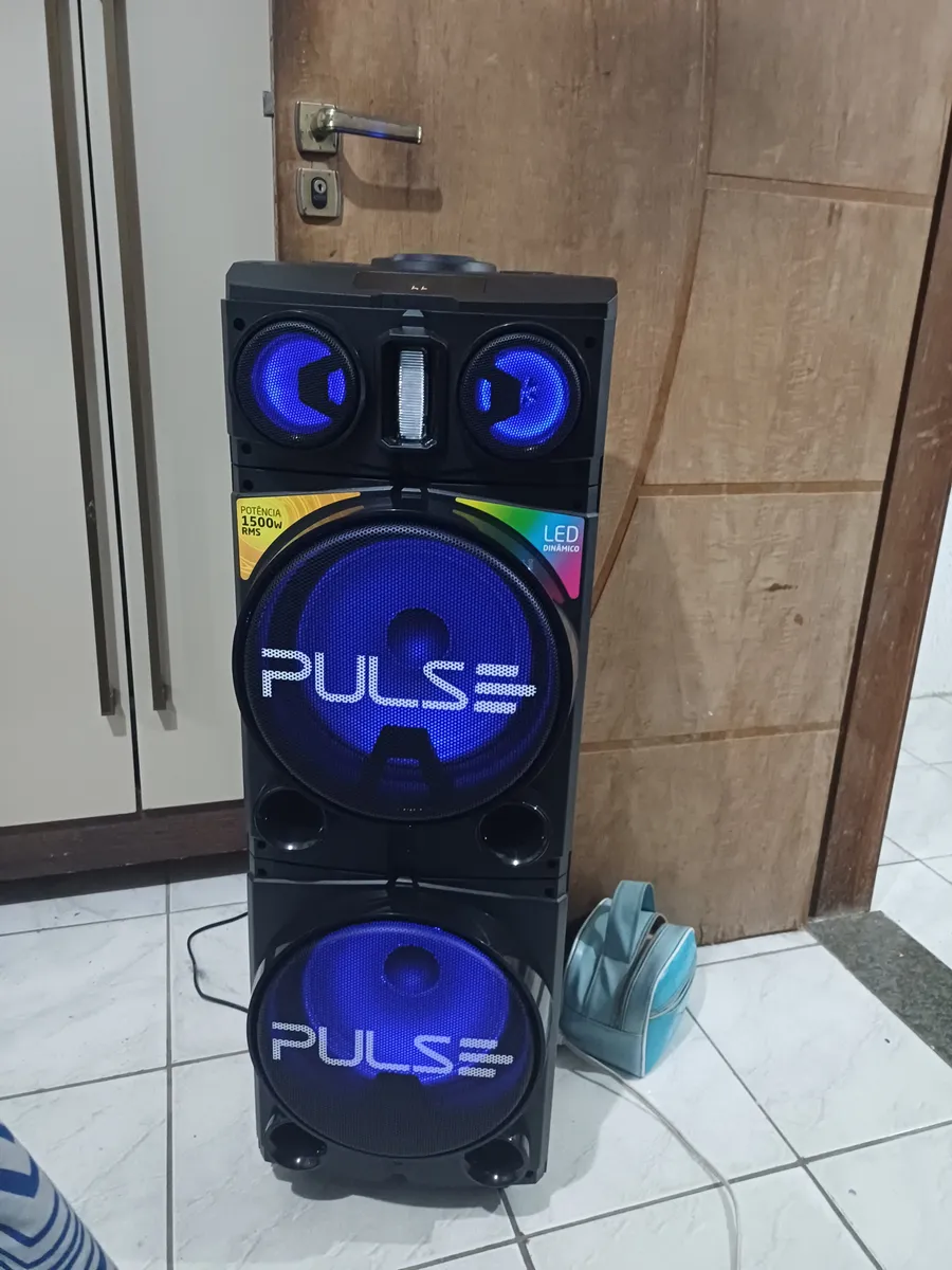 Caixa De Som Pulse Storm 2 12 Pol Bleutooth Led Rádio-1500w cor Preto