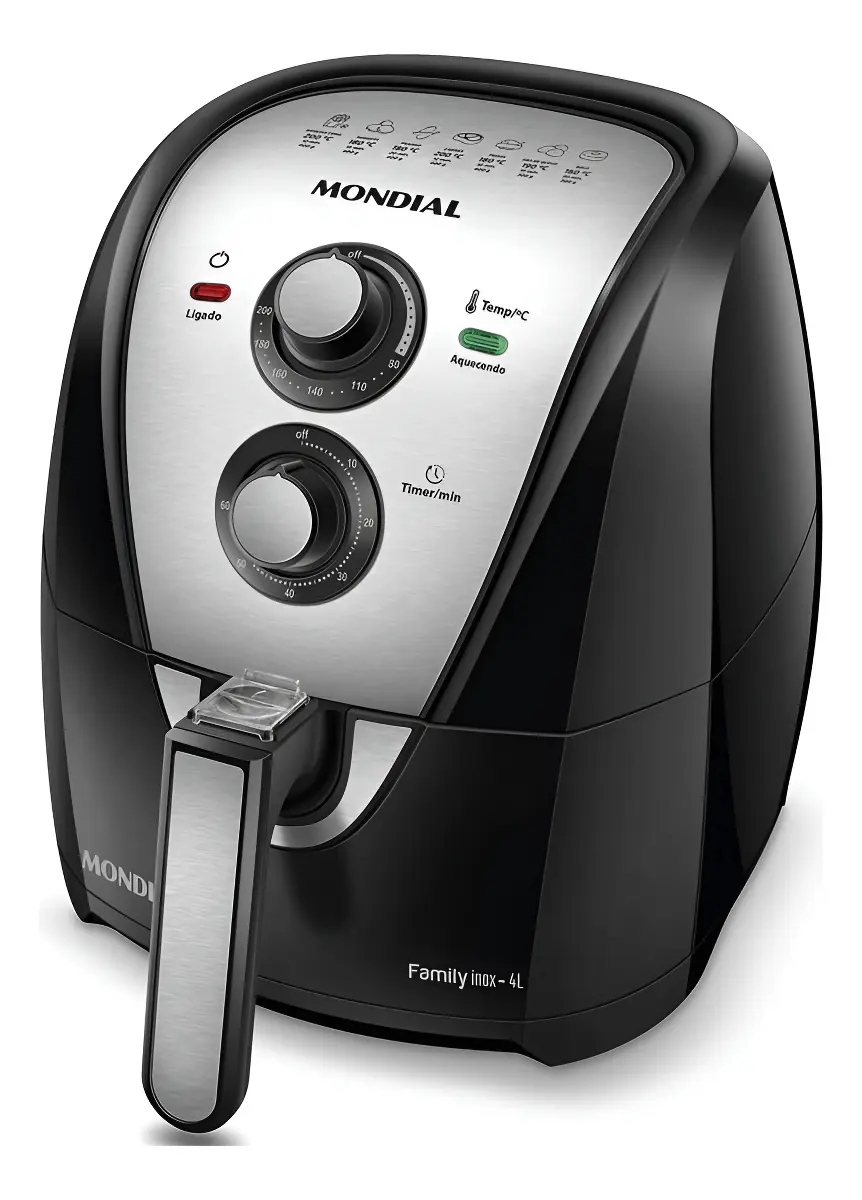 Fritadeira Sem Óleo Air Fryer Mondial Afn40bi Family Inox 4l