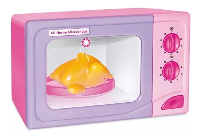 Horno Microondas Con Luz Y Movimiento Juego De Cocina Color Rosa  chicle-azul