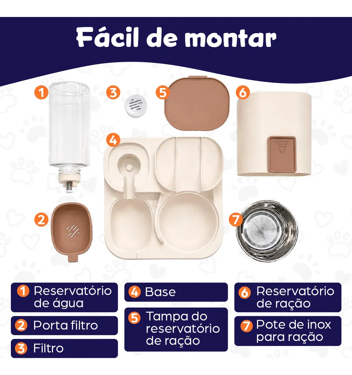 Bebedouro E Comedouro Gravidade Duplo Pet For You Cães Gato – Marrom — imagem 7