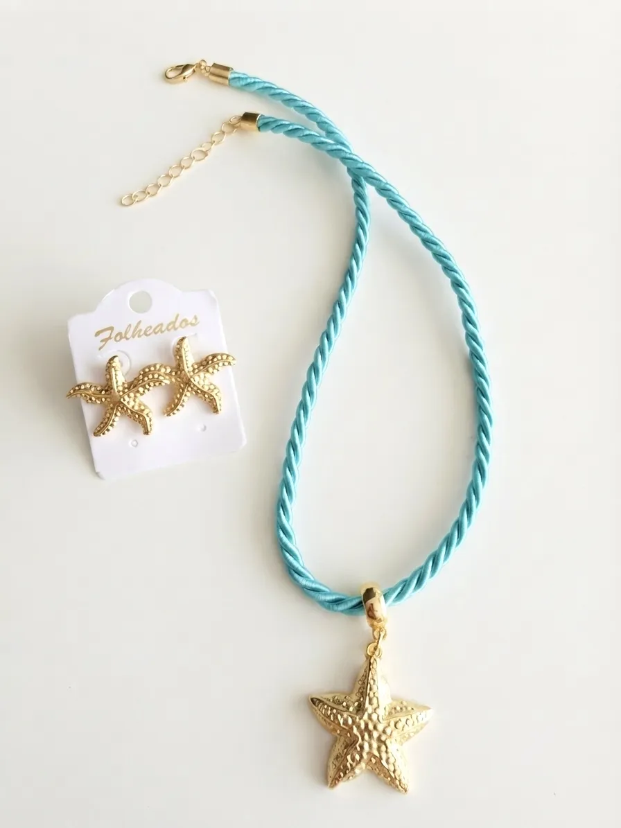 Kit Brinco Estrela Do Mar + Chocker Cordão Turquesa Praiamar — foto 4