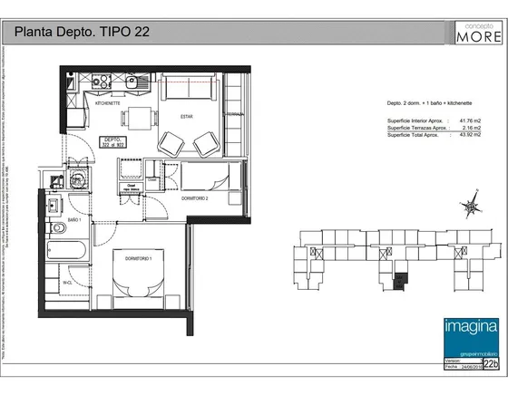 Oportunidad 2dorm+1baño Semi Nuevo. Espacios Comunes Únicos