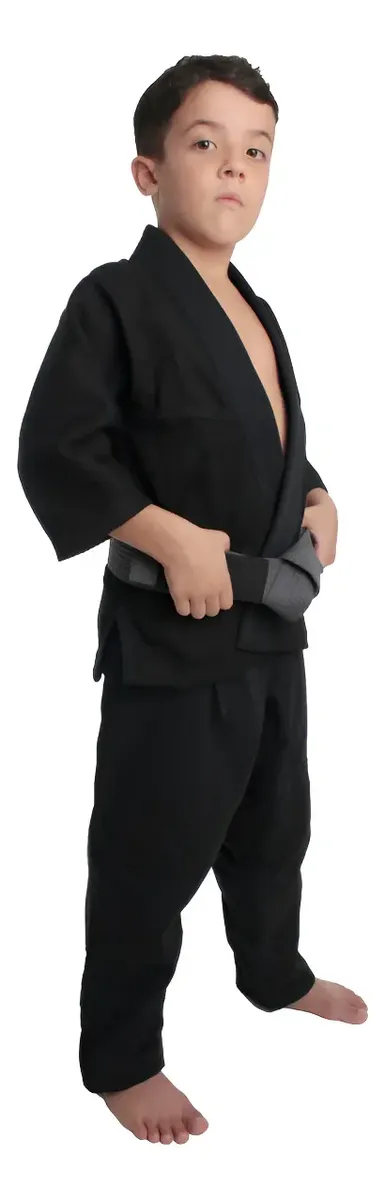 Kimono Infantil Jiu-Jitsu Trançado Reforçado Preto M0-M4
