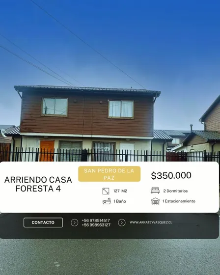 Arriendo Casa 2 Dormitorios Foresta Iv