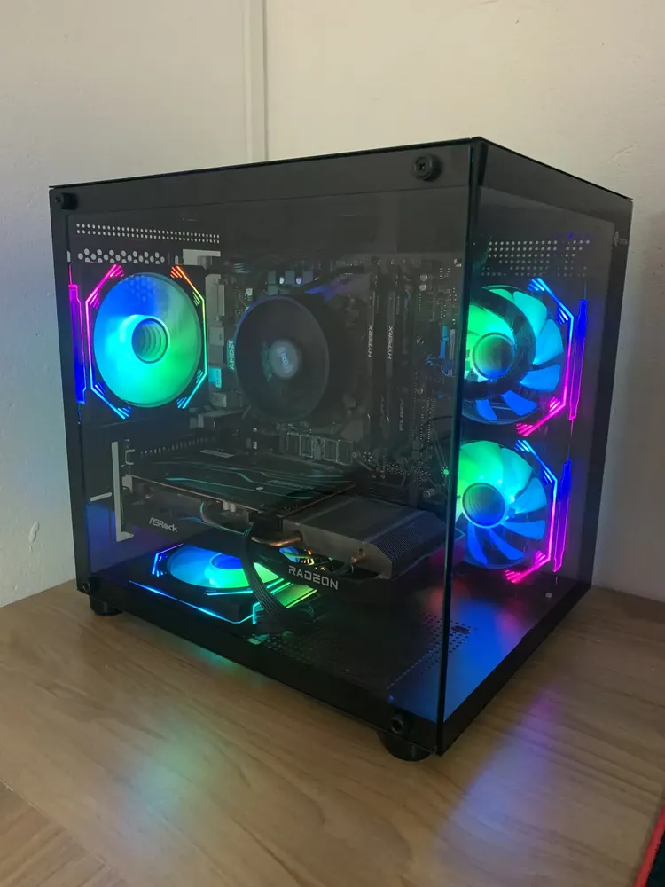 Gabinete Gamer Aquário Em Vidro +4 Fans Rgb | Gb1796 - Preto