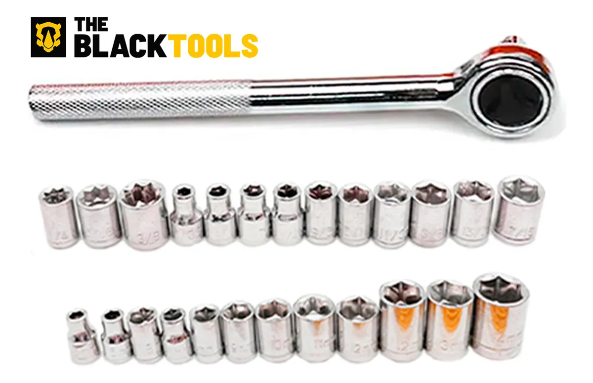 Esmerilhadeira Lixadeira Angular 4.1/2 Profissional Com Kit De Soquetes Catraca Reversível 40 Peças The Black Tools - Imagem 4