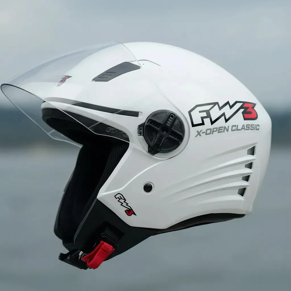 Capacete Fw3 Para Moto X Open Classic Tamanho 60 Cor Branco