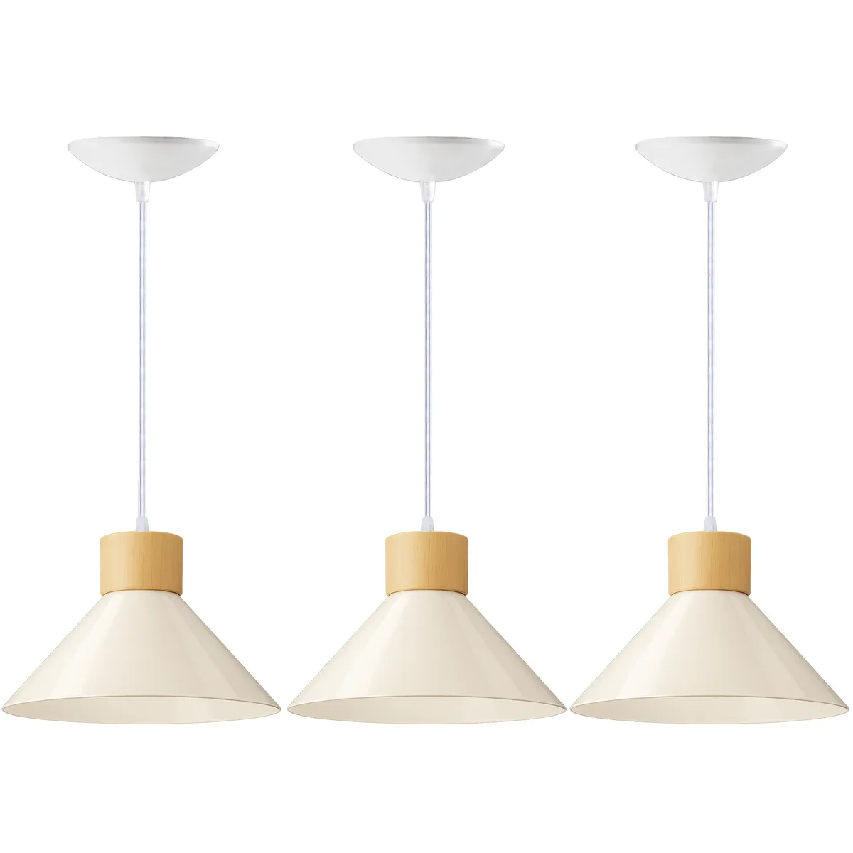 Kit 3 Luminária Pendente De Teto Moderna Para Sala Cozinha Escritório - Cor Branco - Bivolt Lustre Moderno - Imagem 3