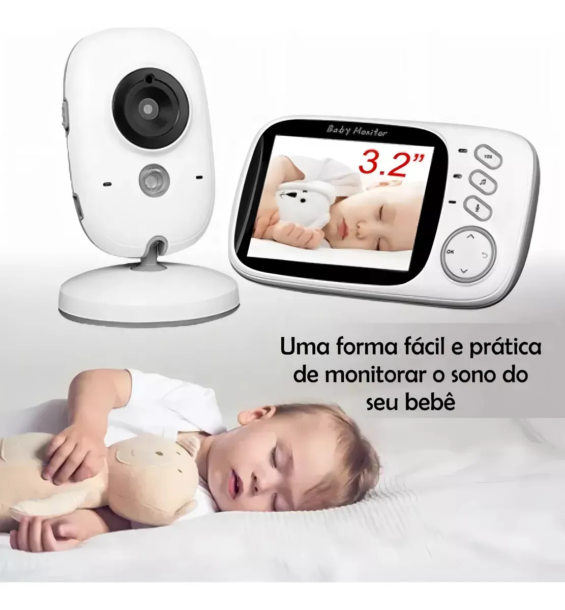 Baba Eletrônica Baby Monitor Vb603 Visão Noturna Dual Audio Cor Branco