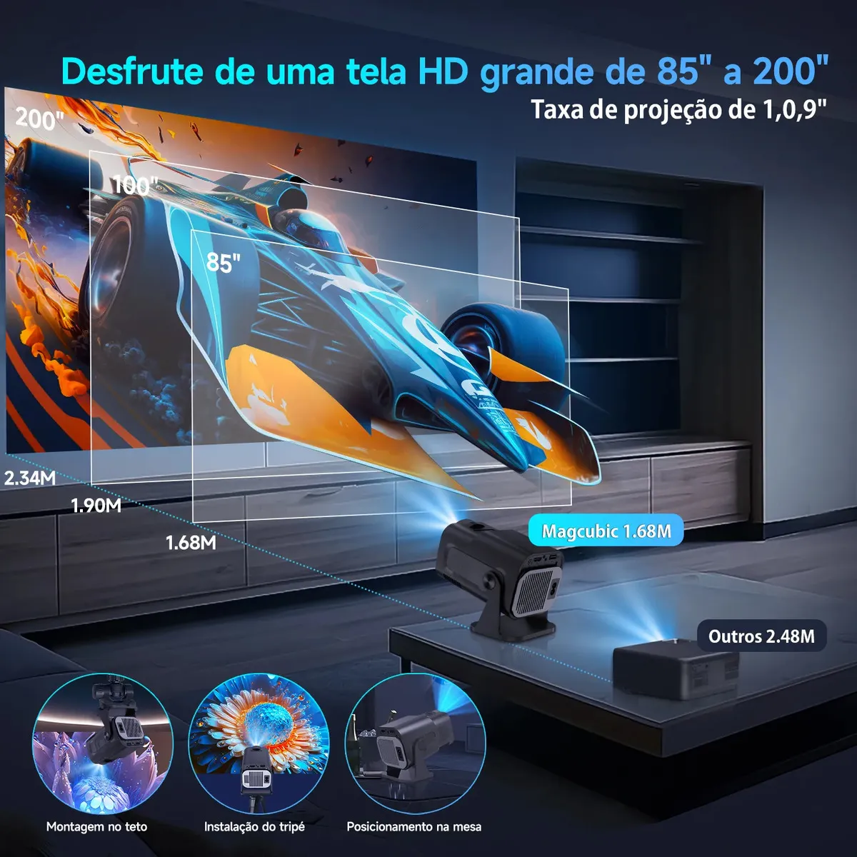 Projetor Magcubic Hy320 Mini New 2024 Wifi 4k 390 Ansi 11.0 Preto 127/220v