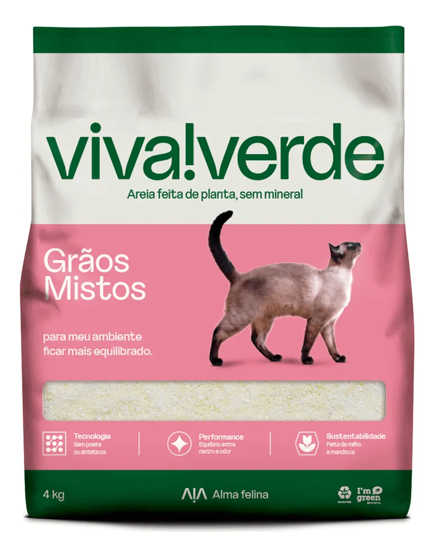 Areia Higiênica Para Gatos Viva Verde Vida Descomplicada 4kg