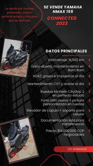 Vendo Mi Yamaha Nmax 155 Connected 2023    Kilometr