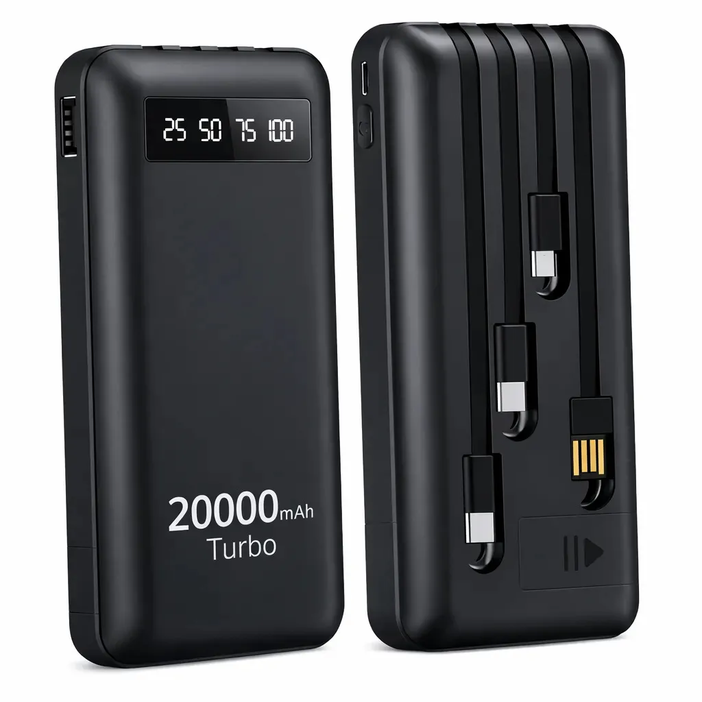 Power Bank 20000mah Carregador Portátil Turbo Rápido 22.5w Display Digital Preto