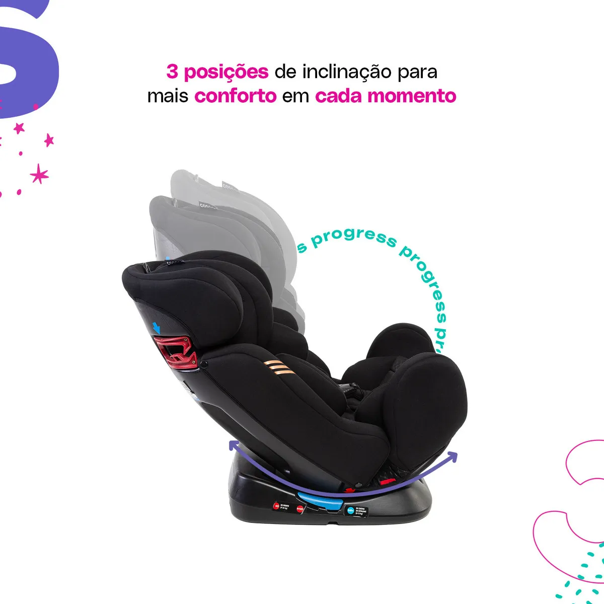 Cadeirinha Cosco Kids, Progress, 0 a 36kg, Preto Bronze - Imagem 3
