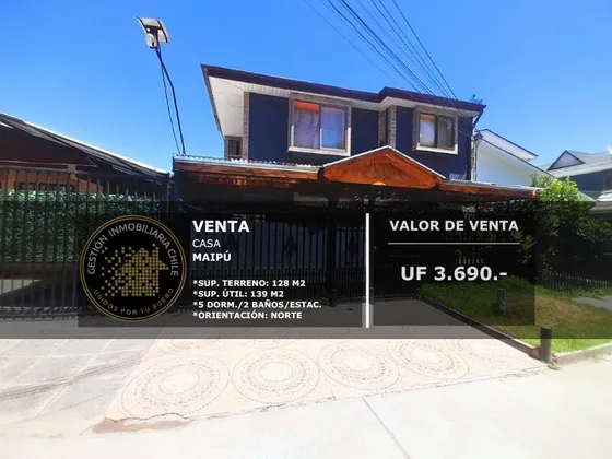 Imperdible! Amplia Casa En Maipú  5d/2b/ Estacionamiento