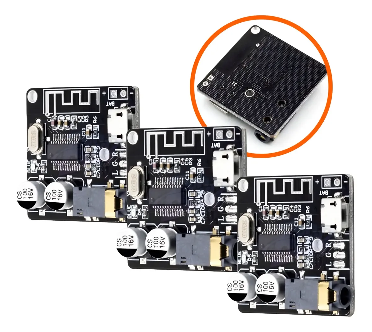 Mídia Eletronic 2 3x Mini Modulo Placa Receptor Bluetooth 5.0 Áudio Mp3
