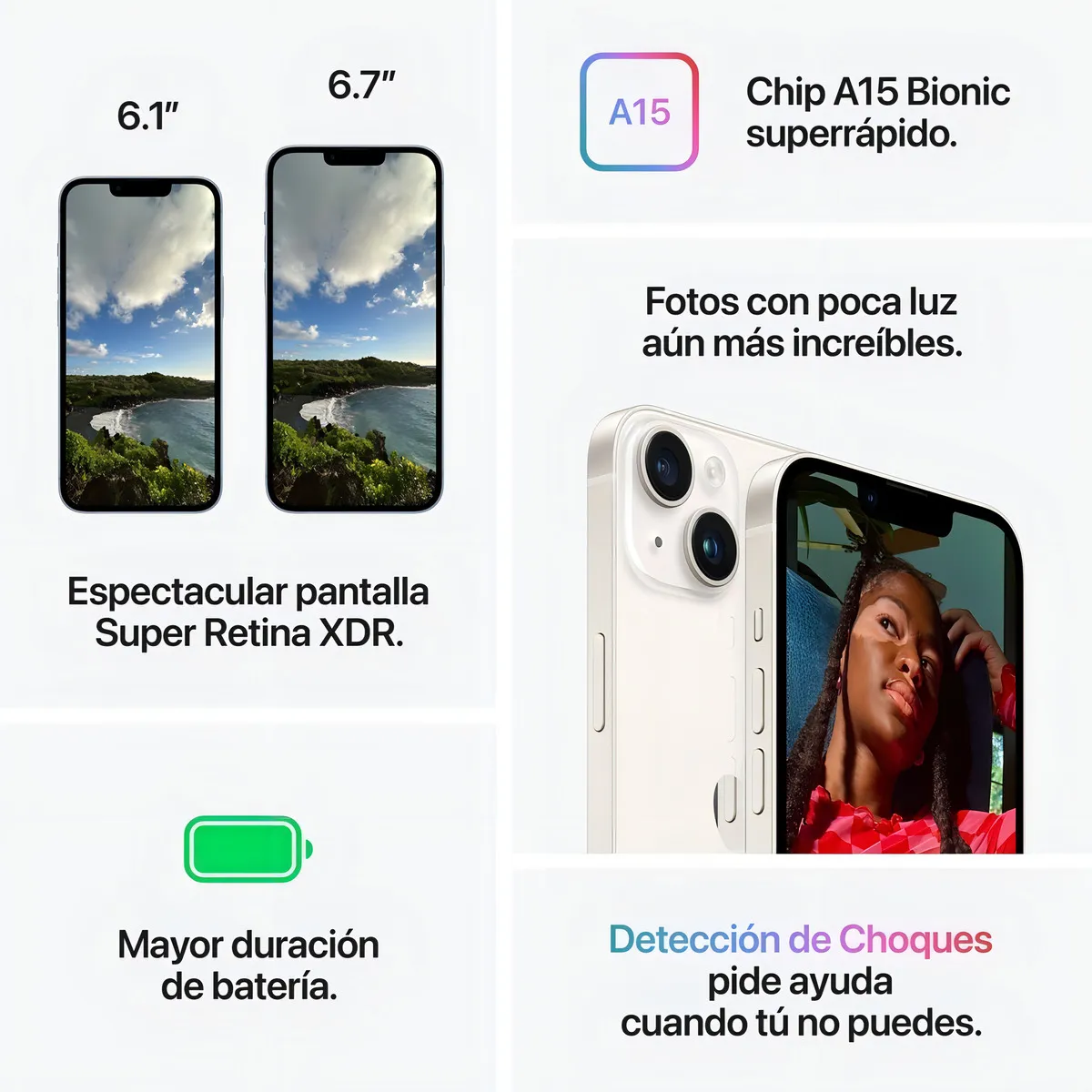 Imagem adicional 6 do item Apple iPhone 14 A2882 Nano + eSIM 128GB 4GB RAM de 6.1" 12+12MP 12MP - Azul