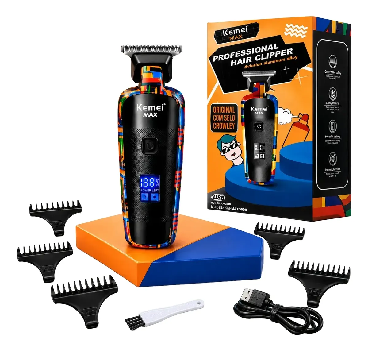 Máquina De Acabamento Profissional Kemei - Max5090 Visor Lcd