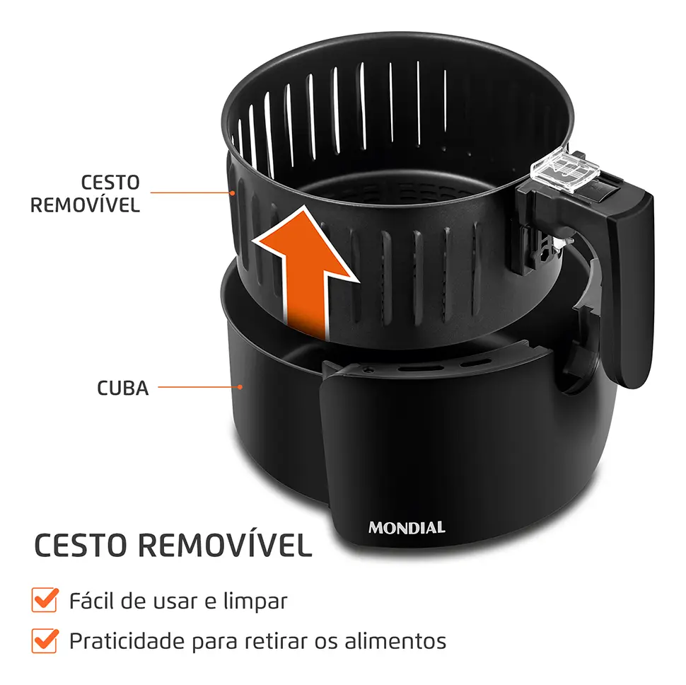 Fritadeira Elétrica Ar Af-35-bf Air Fryer 3,5l Preta Mondial - Imagem 3