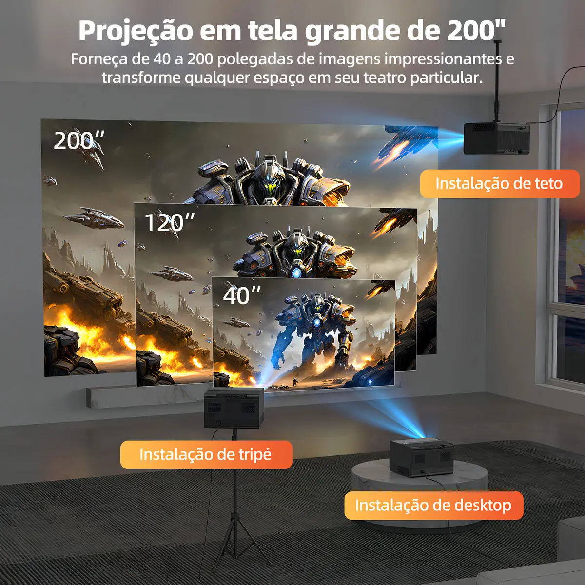 Projetor Mini Bettdow Ac1073 22000lm 1080p Cor Preto Prateado 127/220v