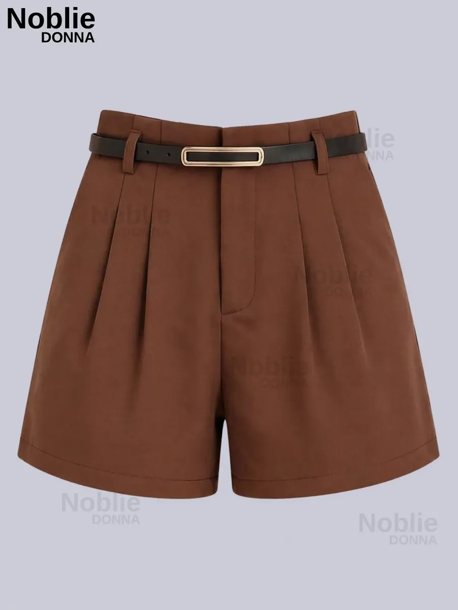 Short Alfaiataria Com Cinto Elegante Feminino Cintura Alta