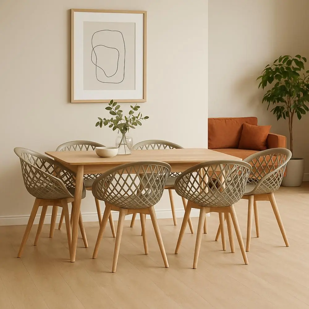 Kit 6 Cadeiras Web Wood Polipropileno Resistente La Mobilia Estrutura Da Cadeira Fendi