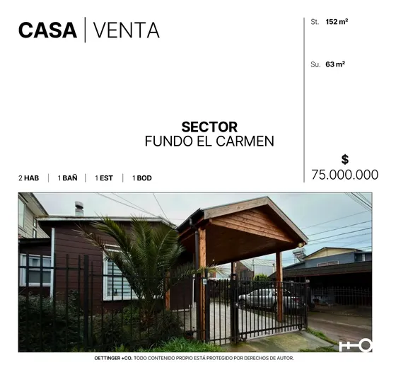 Casa En Venta - Sector Fundo El Carmen