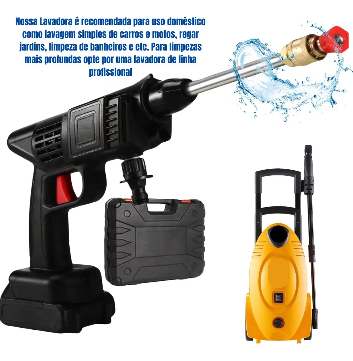 Lavadora Lava Jato Portátil Pressão 2 Baterias + Maleta - Imagem 4
