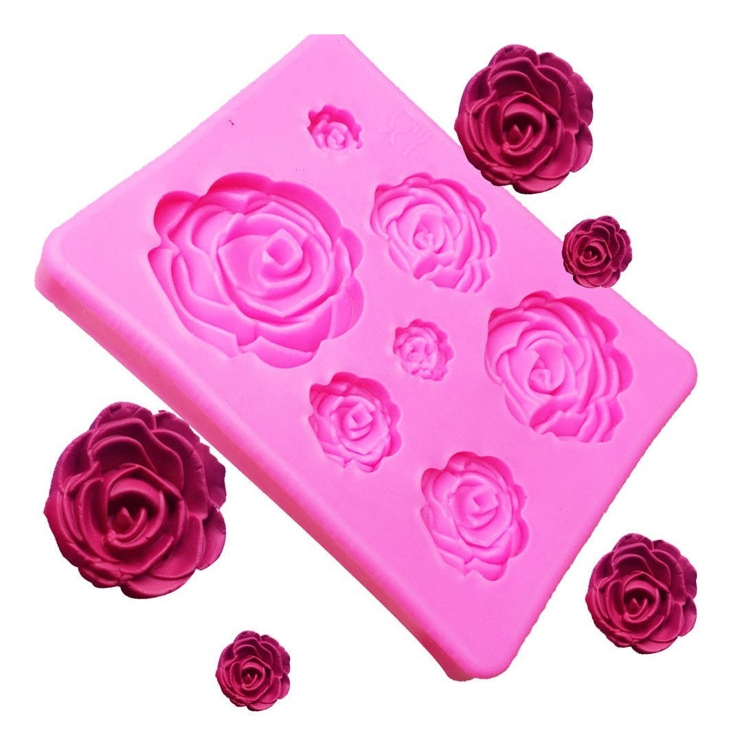 Molde De Silicone Rosas Mini Para Confeitaria E Biscuit Parcelamento Sem Juros