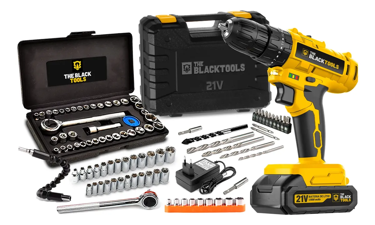 Furadeira S/ Fio Bateria 21v 35nm Bivolt 40 Pçs Ferramentas
