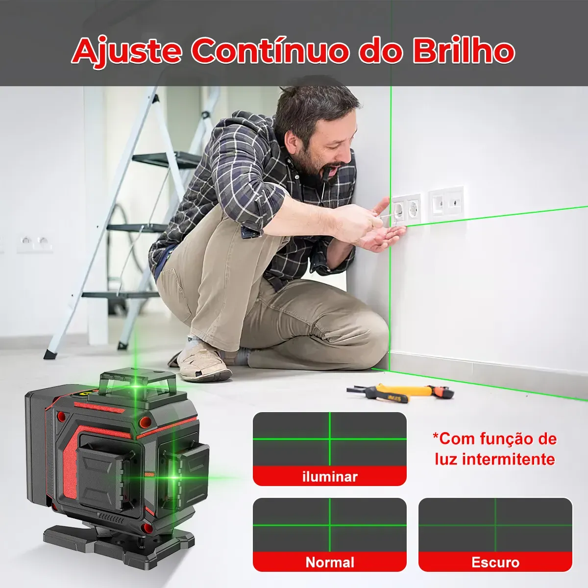 Nível a Laser Verde de 16 Linhas com 2 Baterias Recarregáveis — foto 10