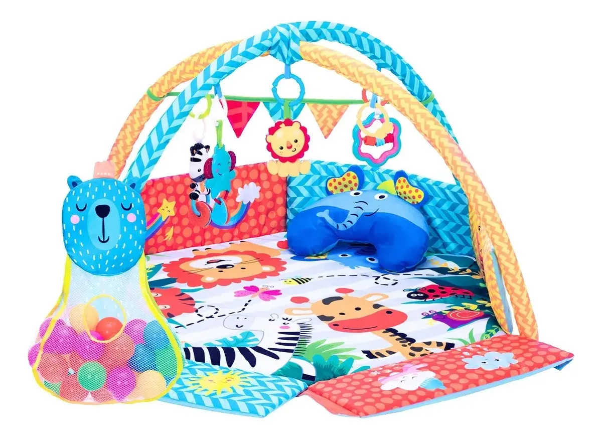 Tapete Interativo Bebe Com Bolinhas Party Azul - Maxi Baby