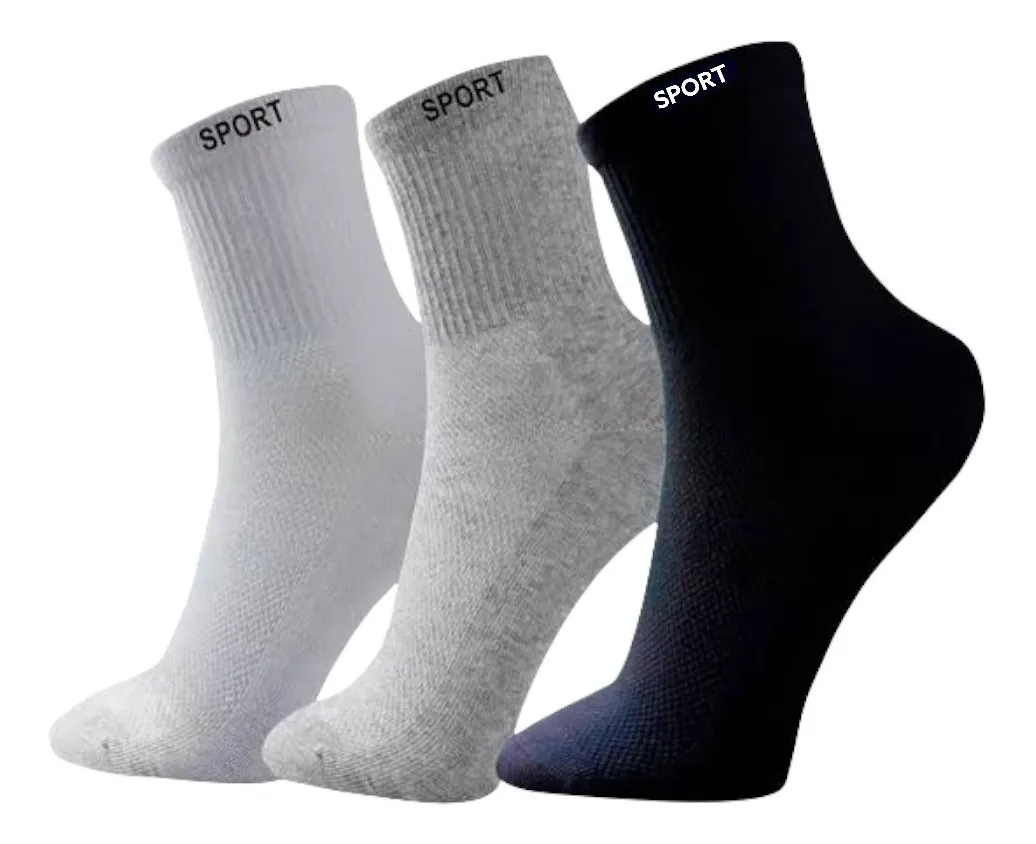 12 Pares Meias Masculina Cano Alto Grossa Algodão Oferta