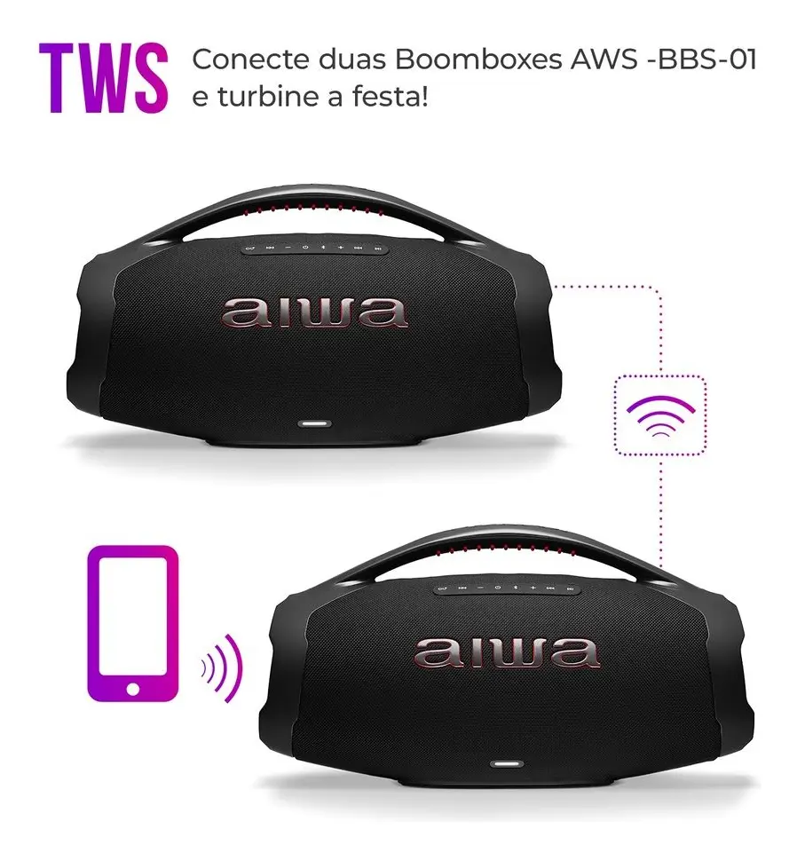 Caixa de Som AIWA Boombox Plus 200W Bivolt AWS-BBS-01-B na cor preto — imagem 3